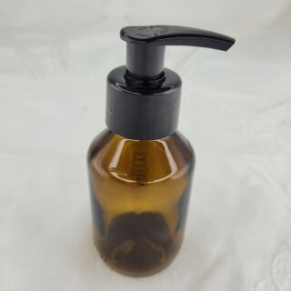 Braunglas Flasche mit schwarzem Pumpaufsatz 100 ml