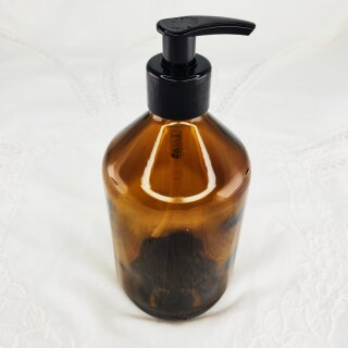 Braunglas Flasche mit schwarzem Pumpaufsatz 200 ml