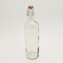 Klarglas Bügelflasche mit Porzellandeckel und Gummidichtung 1000 ml